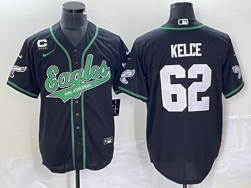 Men Philadelphia Eagles 62 Kelce Black Nike 2023 Co Branding Game NFL Jersey style 2